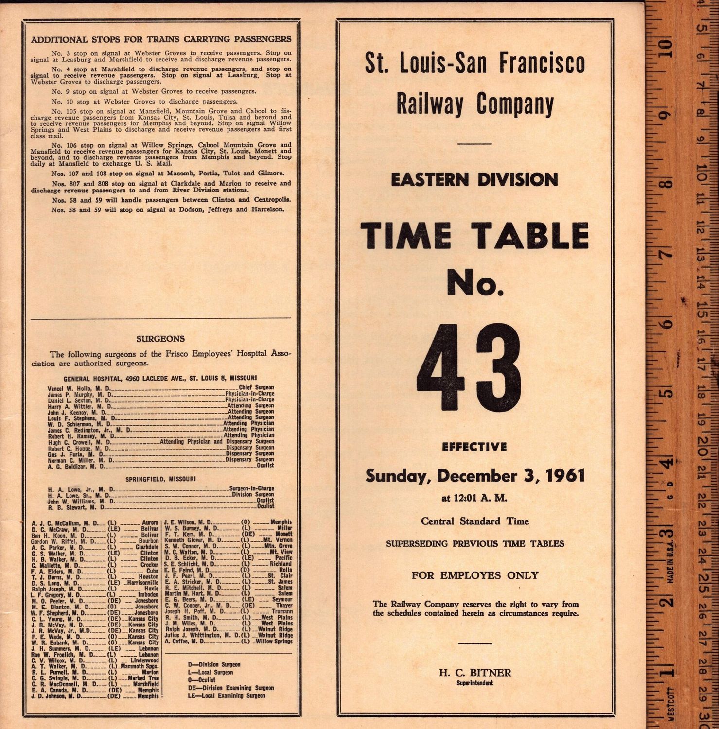 St. Louis-San Francisco Eastern Division 1961
