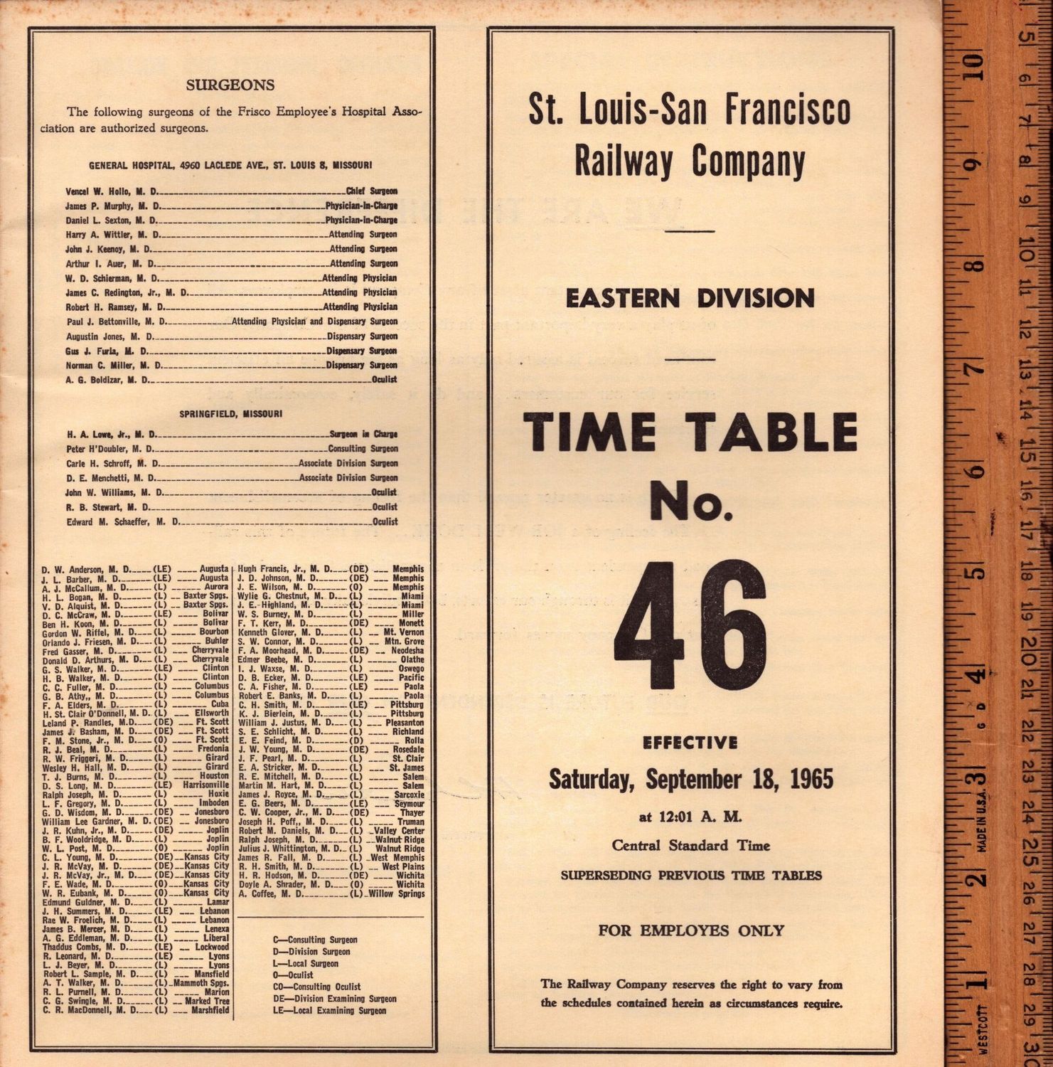 St. Louis-San Francisco Eastern Division 1965