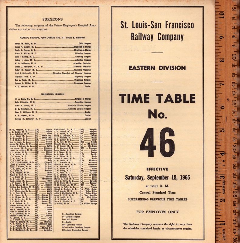 St. Louis-San Francisco Eastern Division 1965