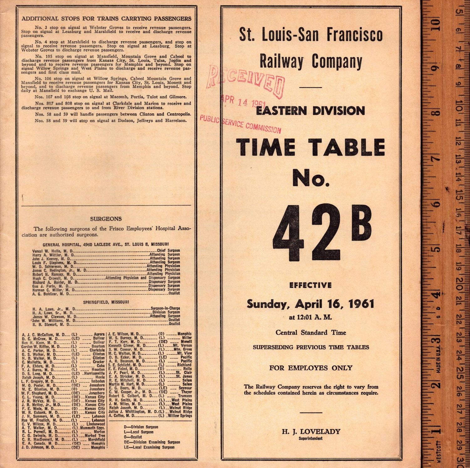 St. Louis-San Francisco Eastern Division 1961