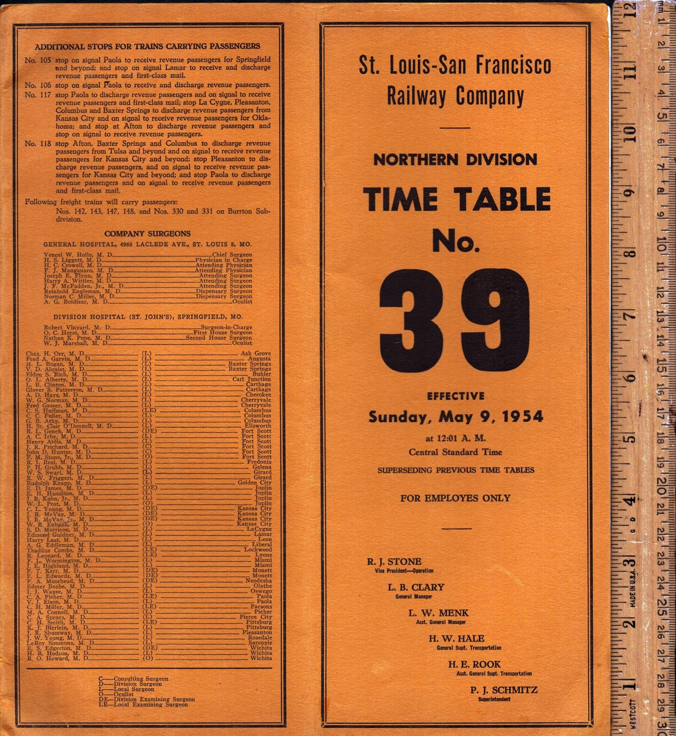 St. Louis-San Francisco Northern Division 1954