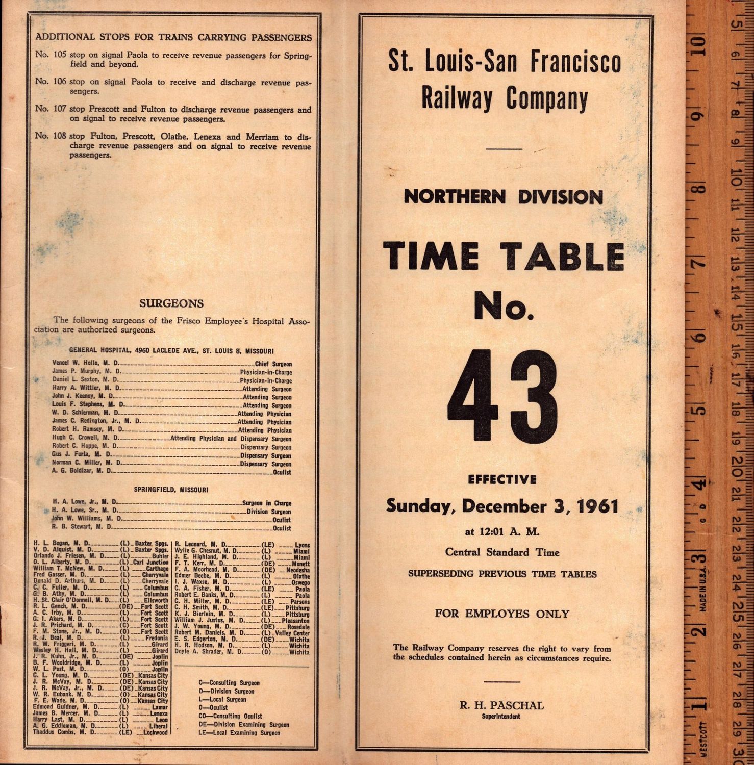 St. Louis-San Francisco Northern Division 1961