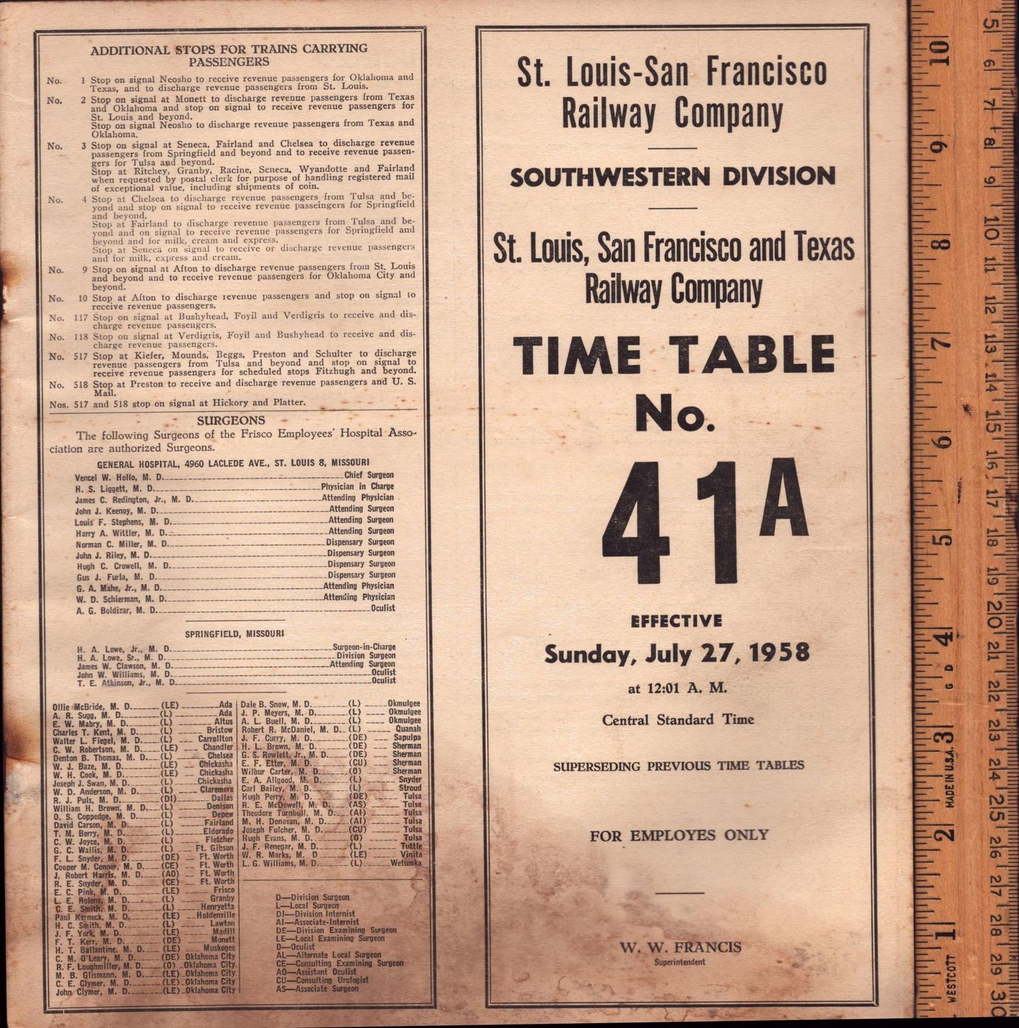 St. Louis-San Francisco Southwestern Division 1958