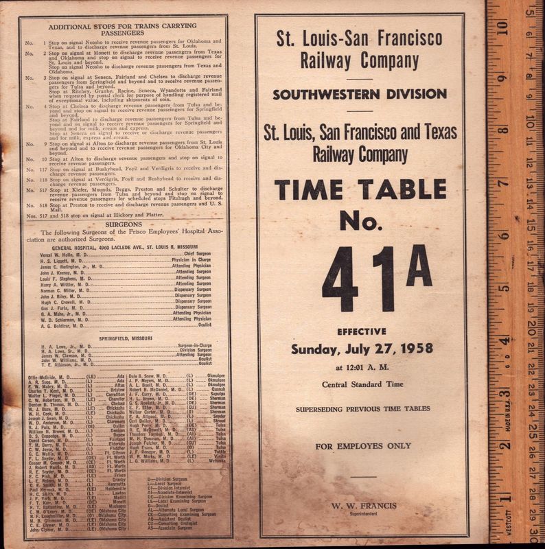 St. Louis-San Francisco Southwestern Division 1958