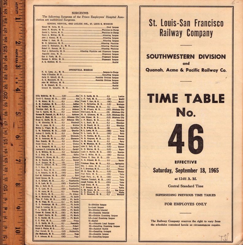 St. Louis-San Francisco Southwestern Division 1965