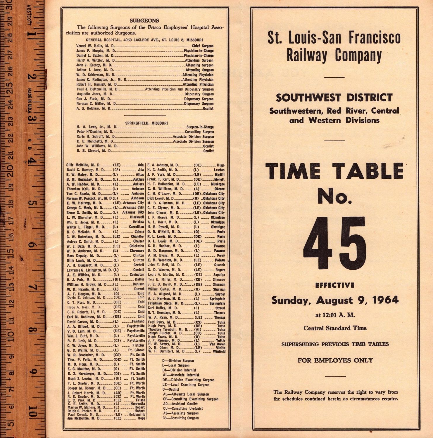 St. Louis-San Francisco Southwest District 1964
