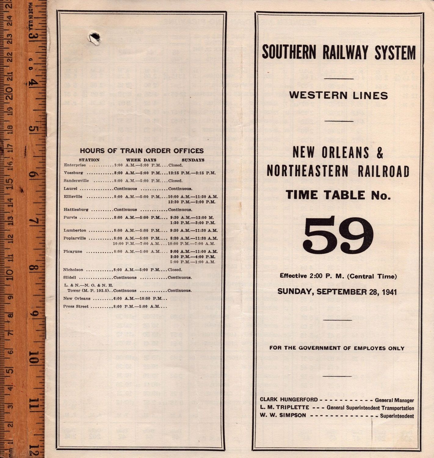 Southern New Orleans & Northeastern Railroad 1941