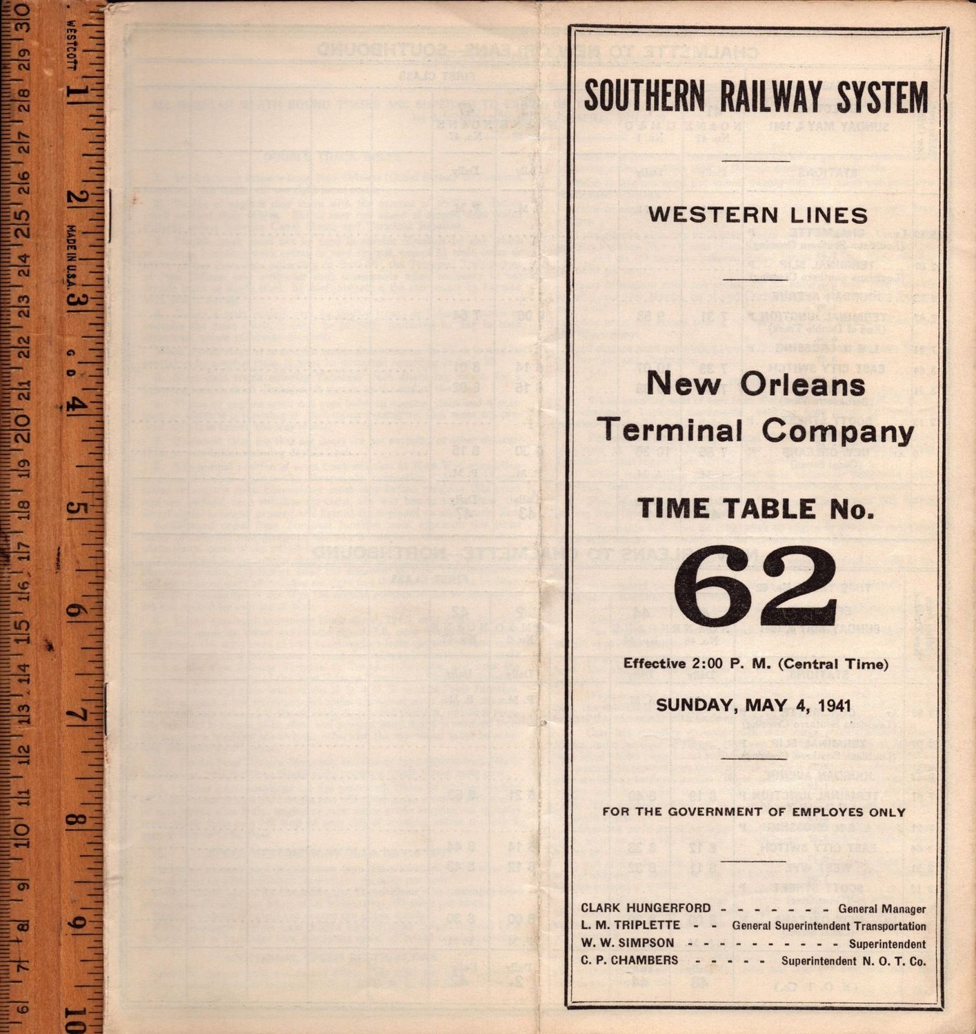 Southern New Orleans Terminal Company 1941