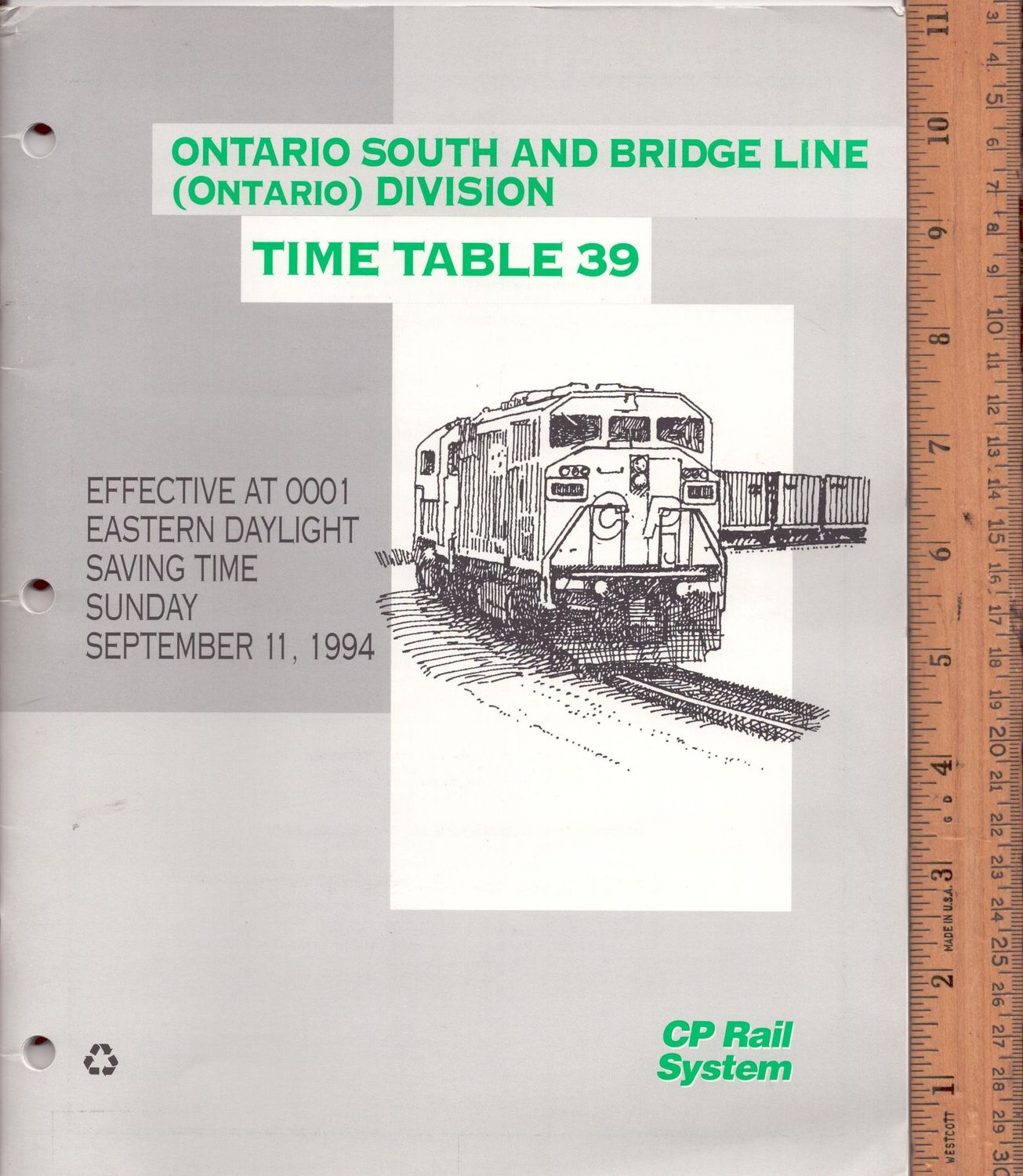CP Rail Ontario South and Bridge Line (Ontario) Division 1997