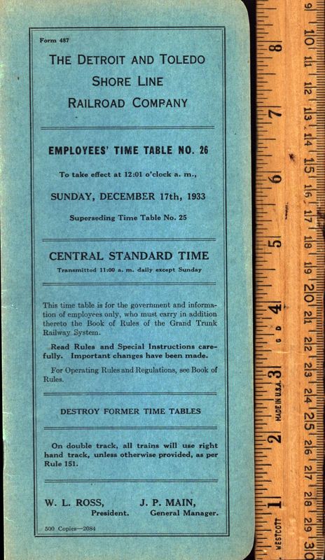 Detroit and Toledo Shore Line Railroad 1933