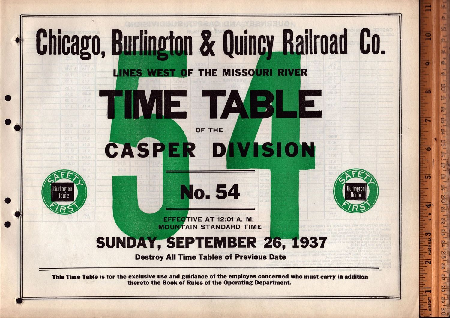 Chicago, Burlington & Quincy Casper Division 1937