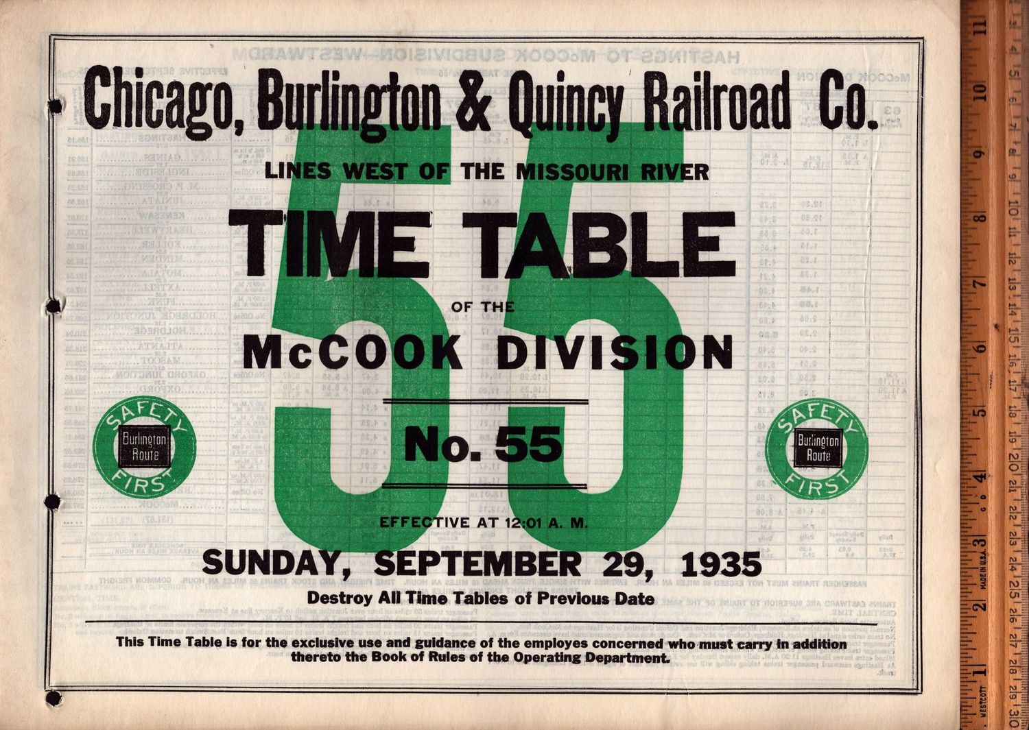 Chicago, Burlington & Quincy McCook Division 1935