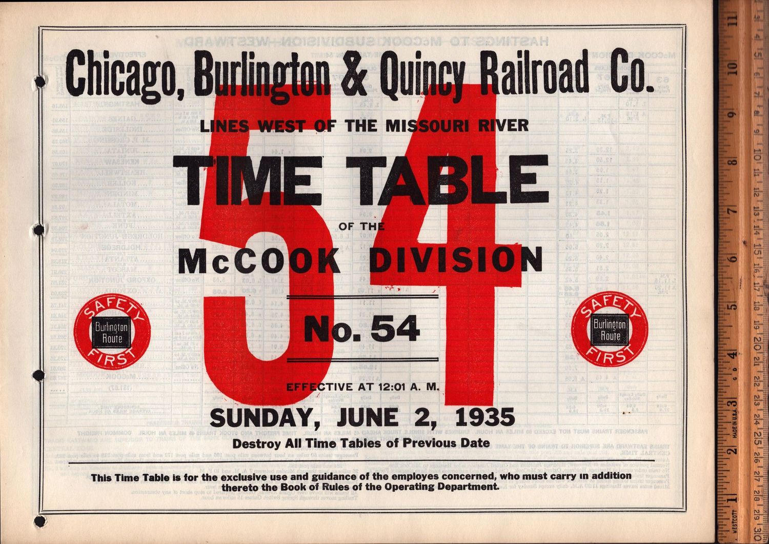 Chicago, Burlington & Quincy McCook Division 1935
