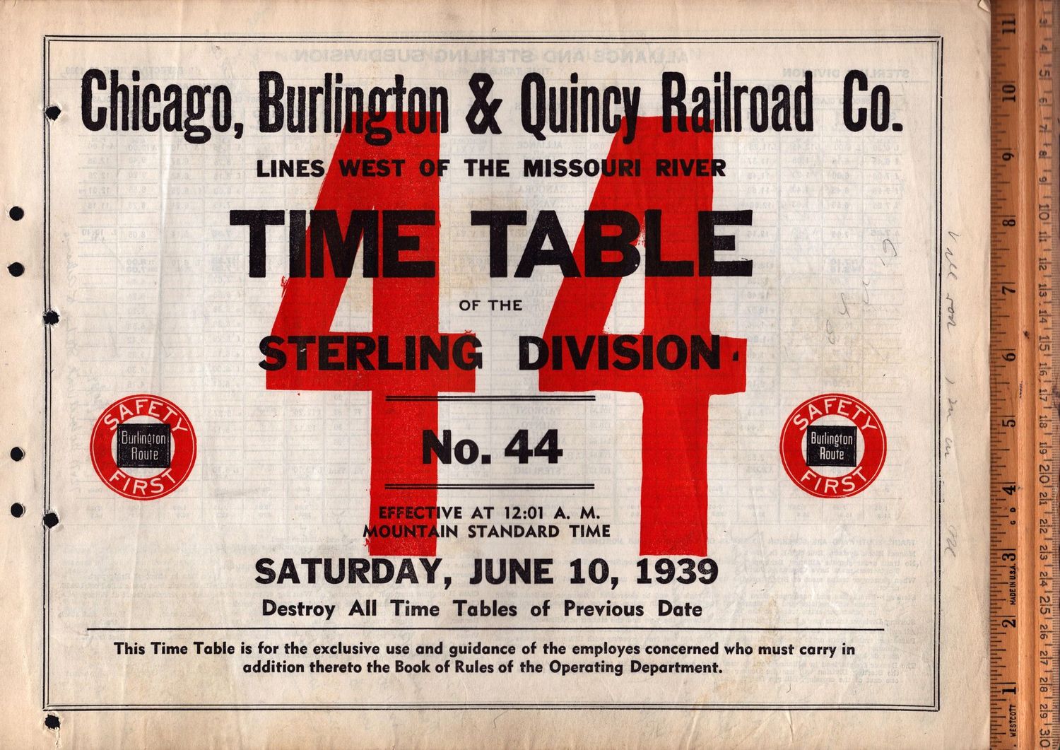 Chicago Burlington & Quincy Sterling Division 1939