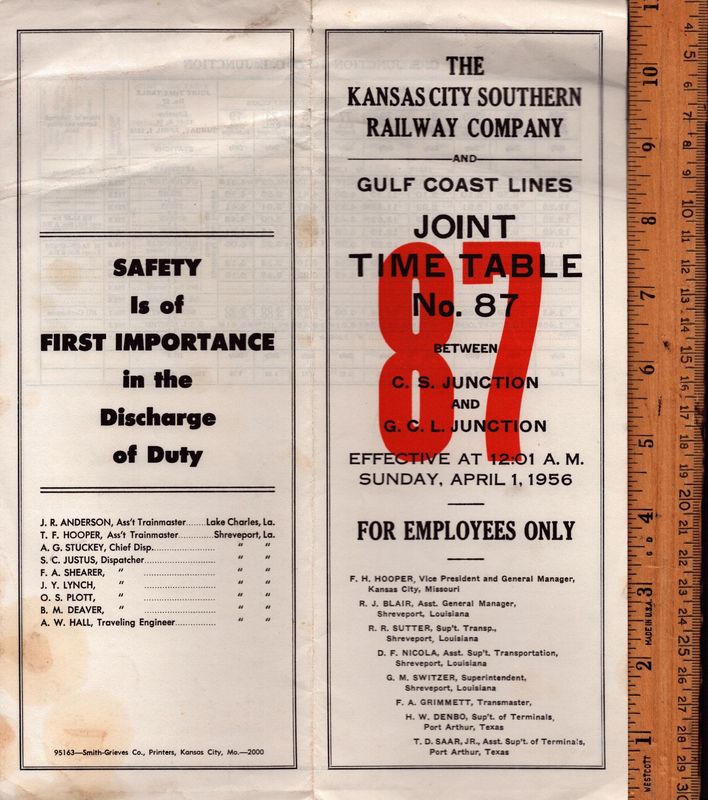 Kansas City Southern and Gulf Coast Lines Joint 1956 Kansas City Southern and Gulf Coast Lines Joint 1956