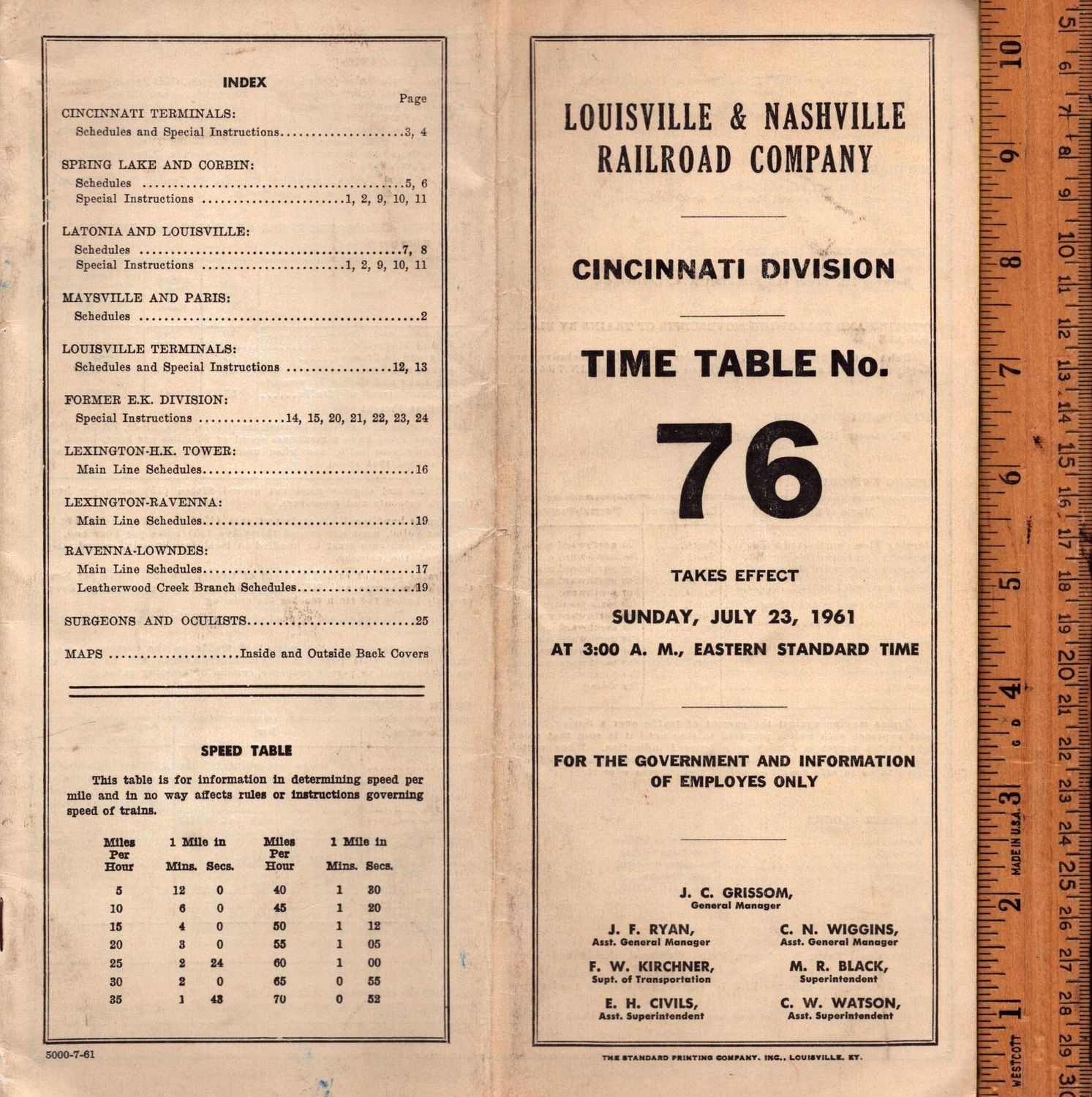 Louisville & Nashville Cincinnati Division 1961