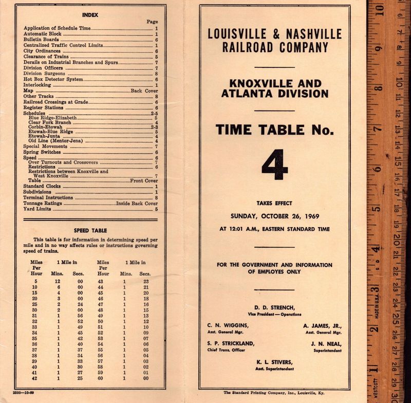 Louisville & Nashville Knoxville and Atlanta Division 1969