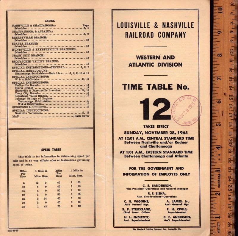 Louisville & Nashville Western and Atlantic Division 1965