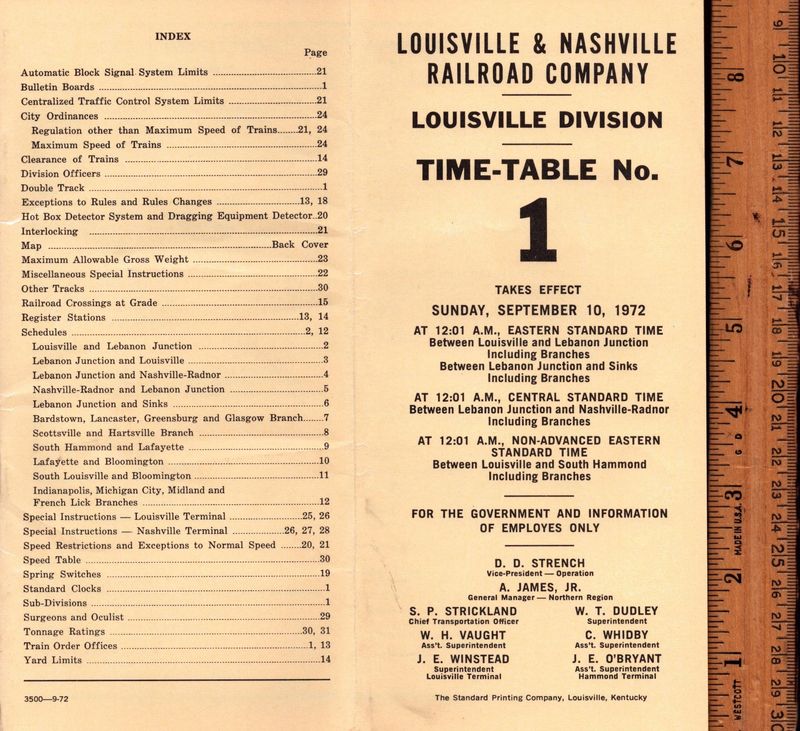Louisville & Nashville Louisville Division 1972