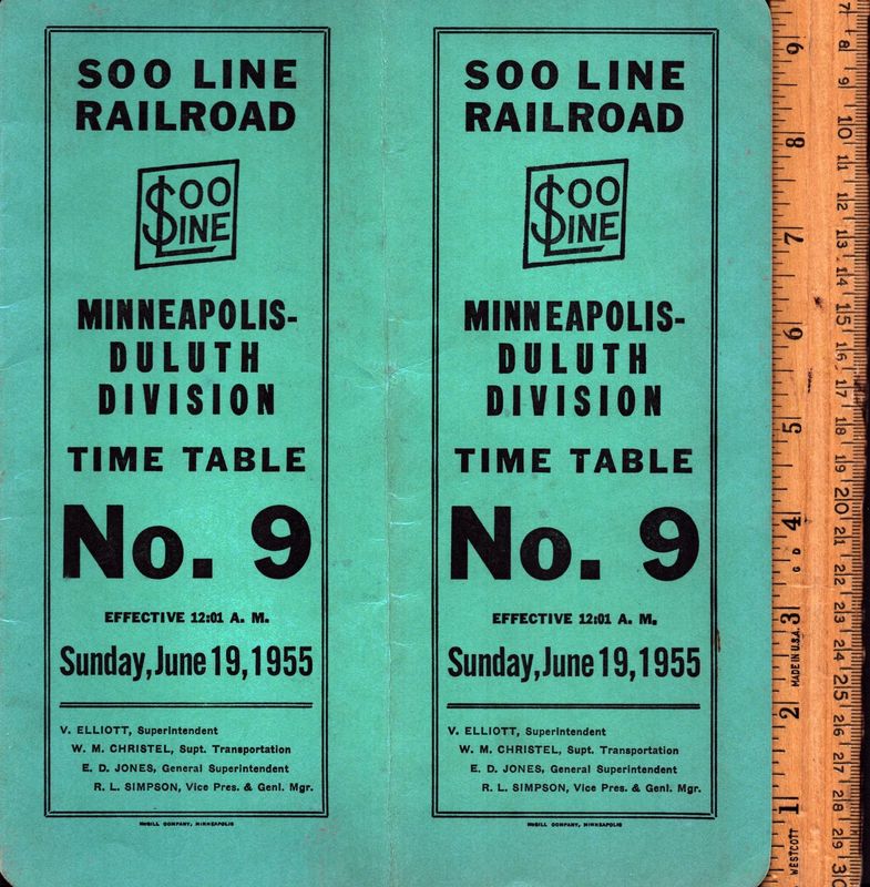 Soo Line Minneapolis-Duluth Division 1955