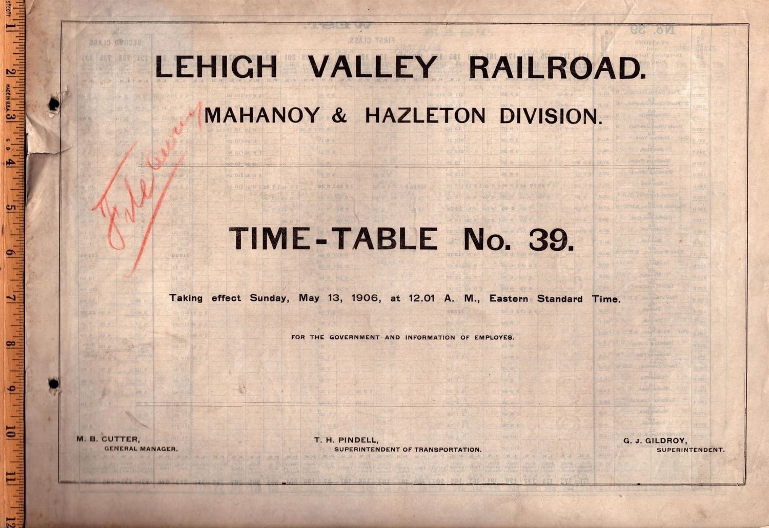 Lehigh Valley Mahanoy & Hazelton Division 1906