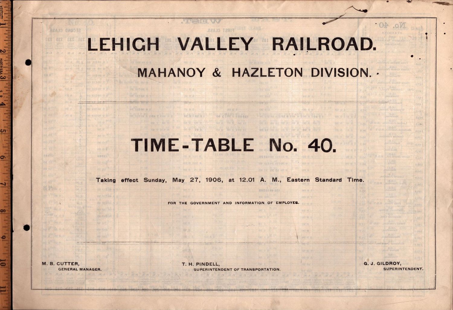 Lehigh Valley Mahanoy & Hazelton Division 1906