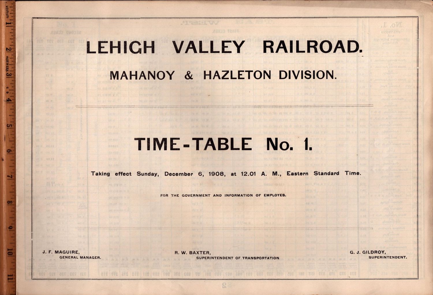 Lehigh Valley Mahanoy & Hazelton Division 1908