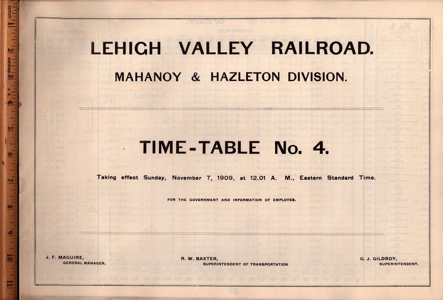 Lehigh Valley Mahanoy & Hazelton Division 1909