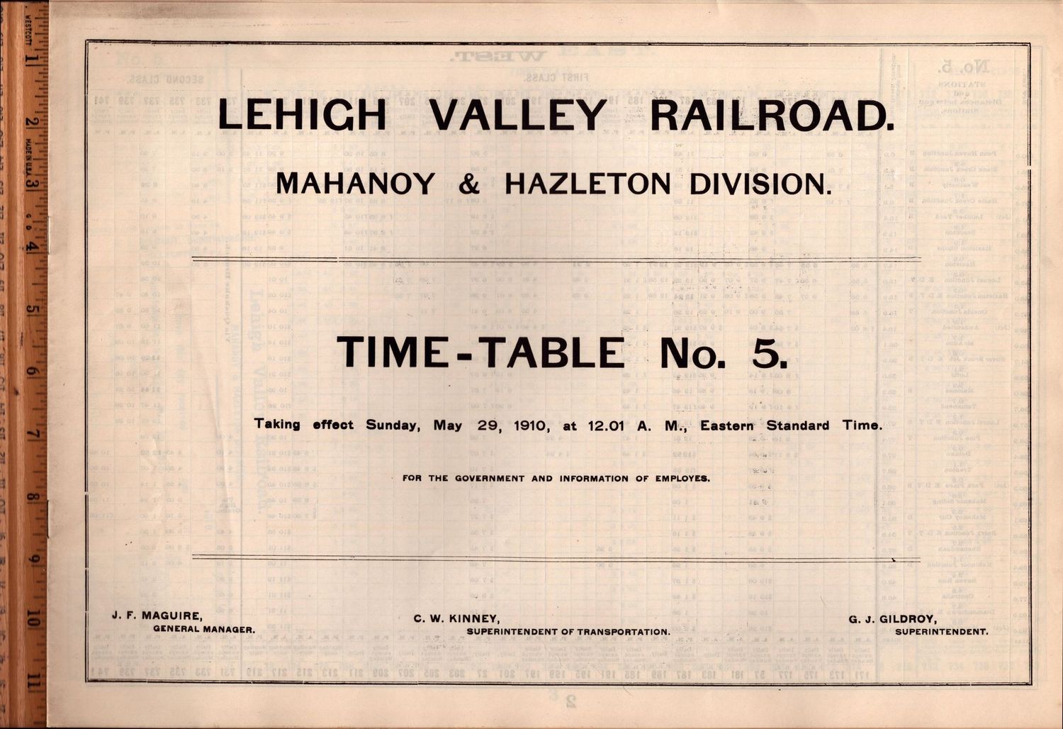 Lehigh Valley Mahanoy & Hazelton Division 1910