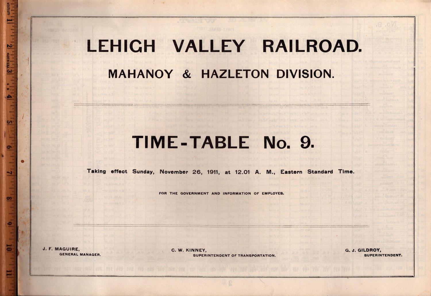Lehigh Valley Mahanoy & Hazelton Division 1911