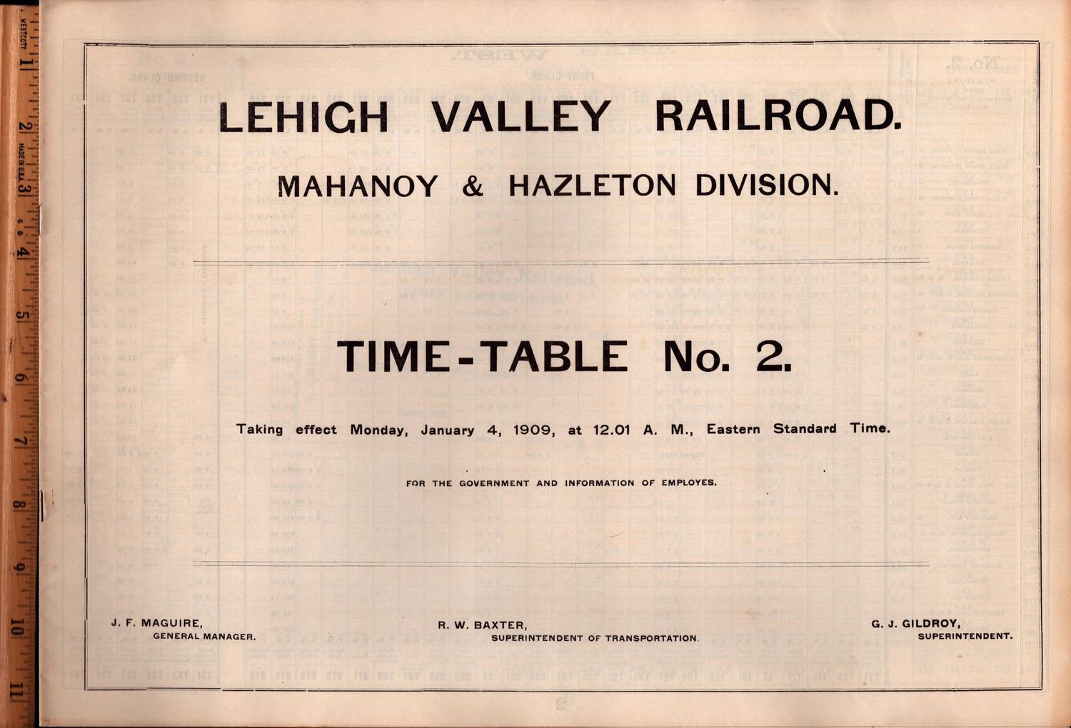 Lehigh Valley Mahanoy & Hazelton Division 1909