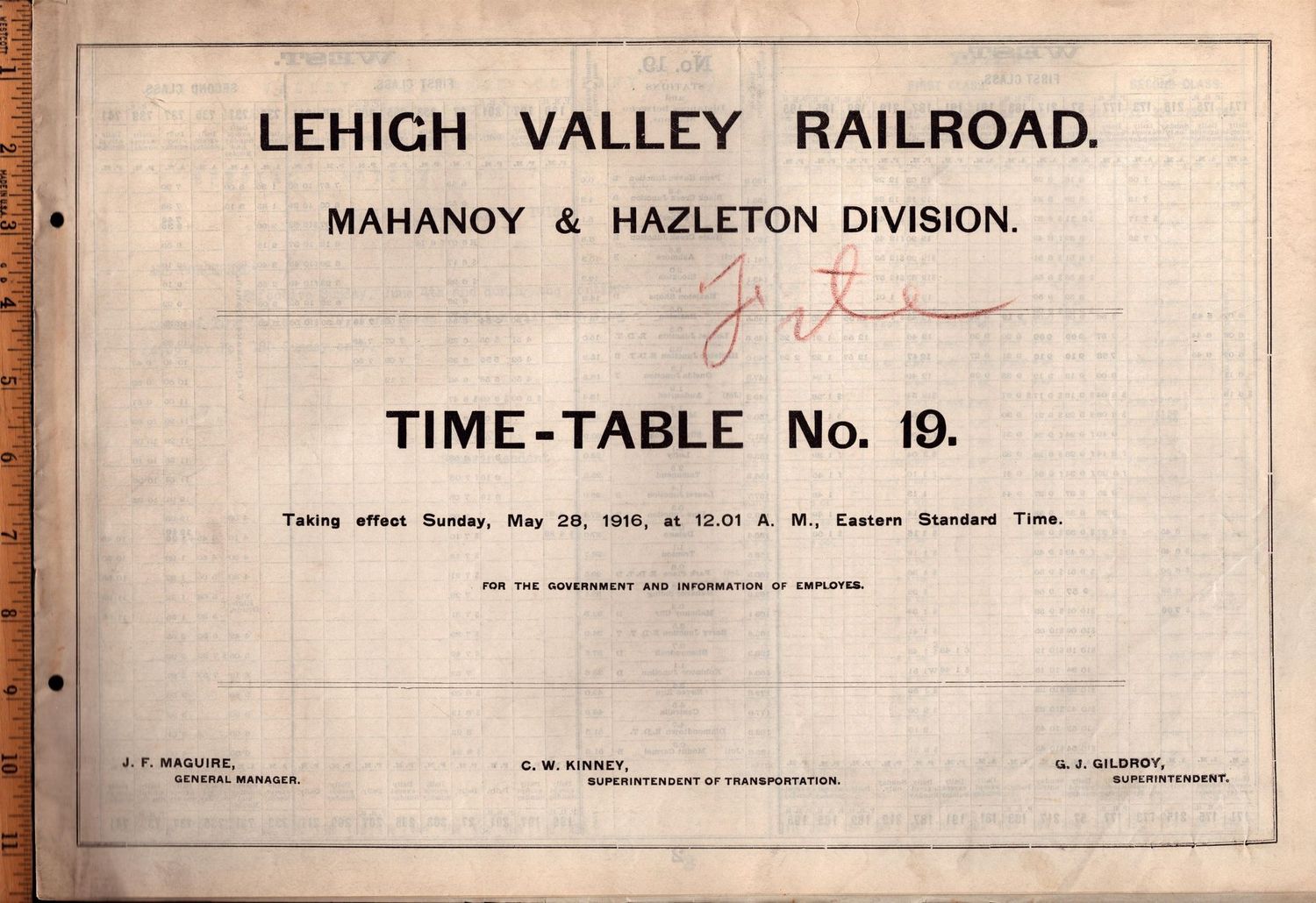 Lehigh Valley Mahanoy & Hazelton Division 1916