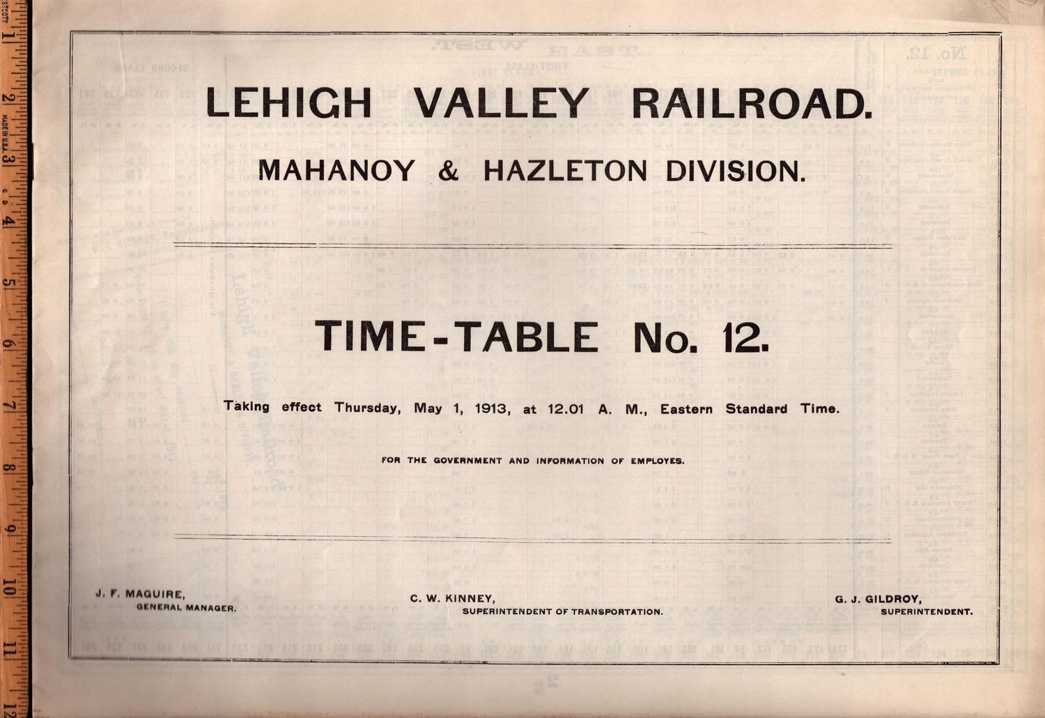 Lehigh Valley Mahanoy & Hazelton Division 1913