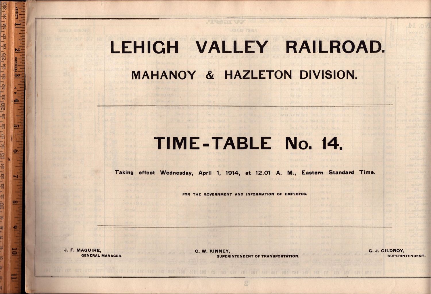 Lehigh Valley Mahanoy & Hazelton Division 1914