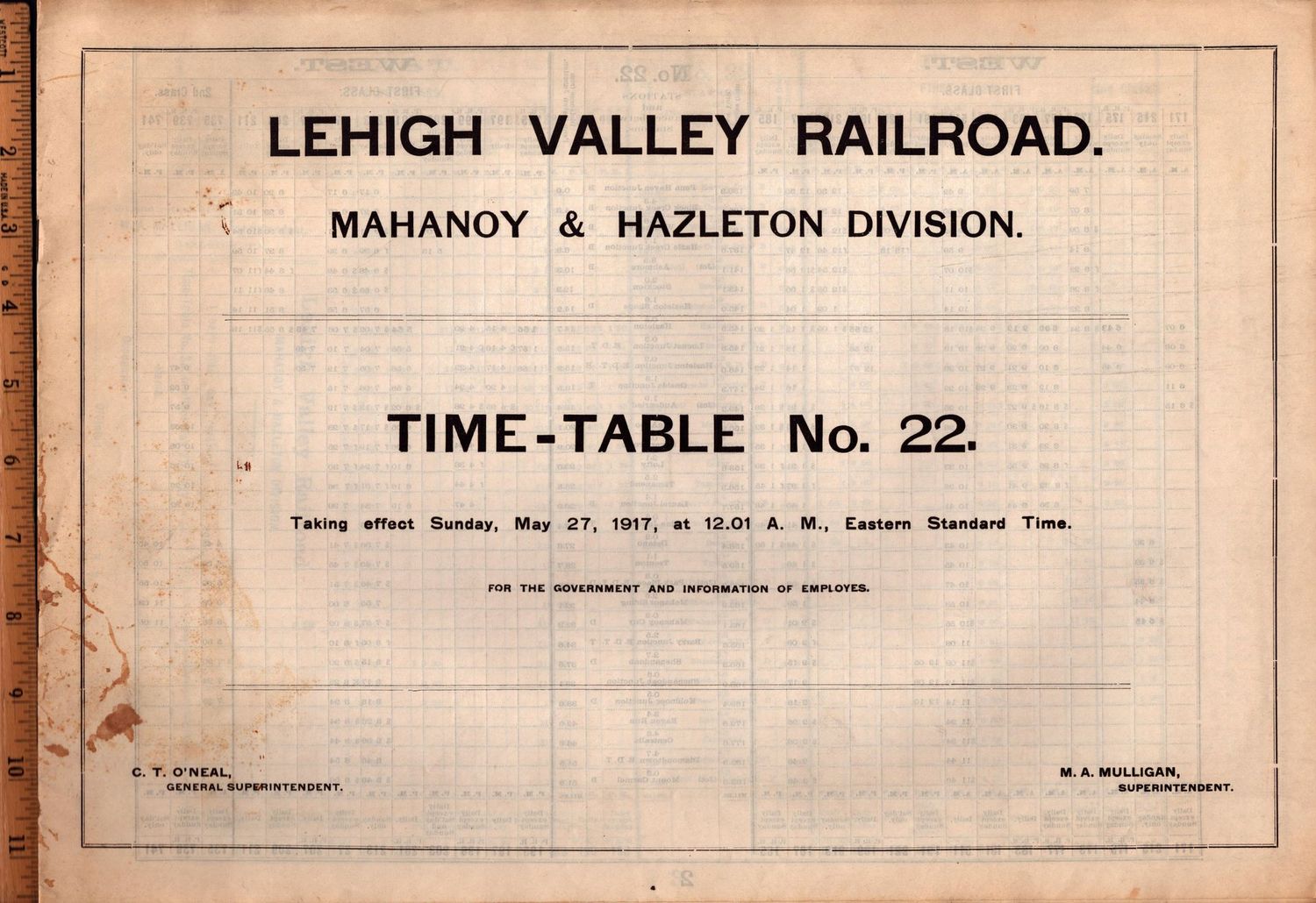 Lehigh Valley Mahanoy & Hazelton Division 1917