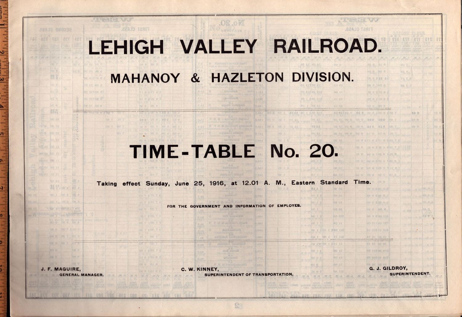 Lehigh Valley Mahanoy & Hazelton Division 1916