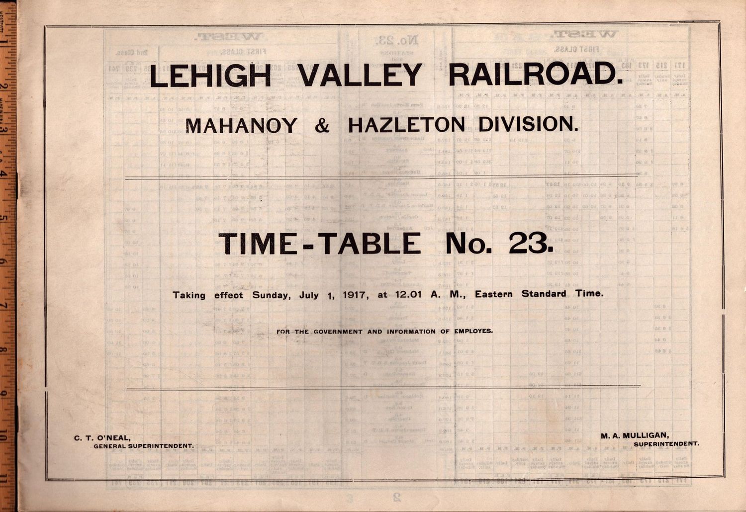 Lehigh Valley Mahanoy & Hazelton Division 1917