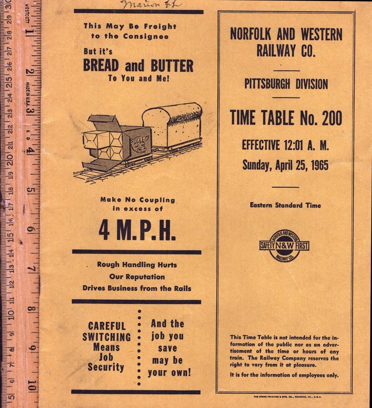 Norfolk & Western Pittsburgh Division 1965