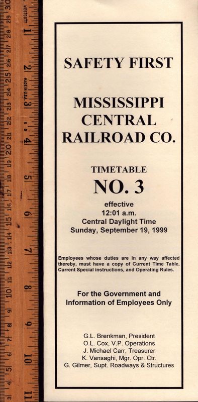 Mississippi Central Railroad 1999