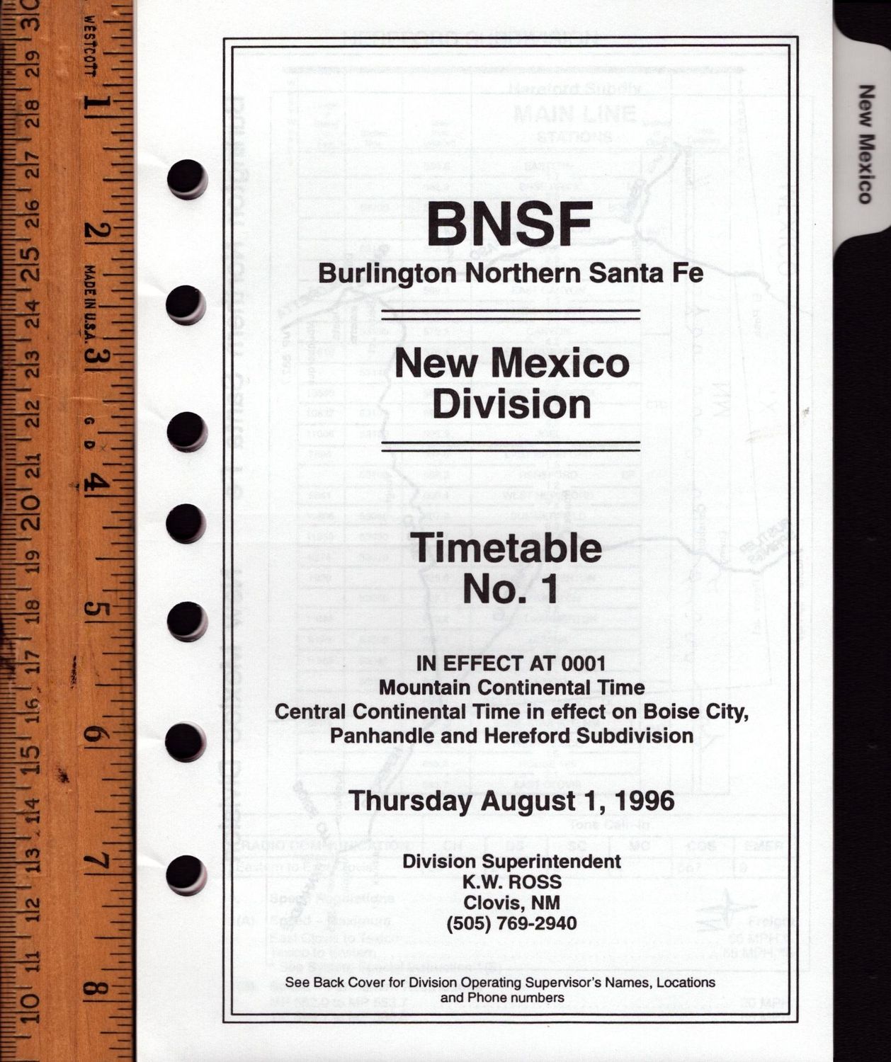 Burlington Northern Santa Fe New Mexico Division 1996