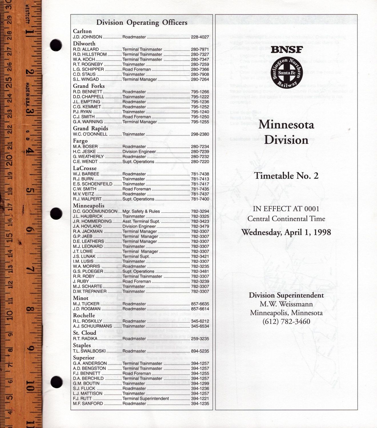 Burlington Northern Santa Fe Minnesota Division 1998