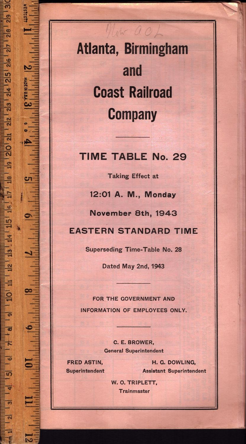 Atlanta, Birmingham and Coast Railroad 1943