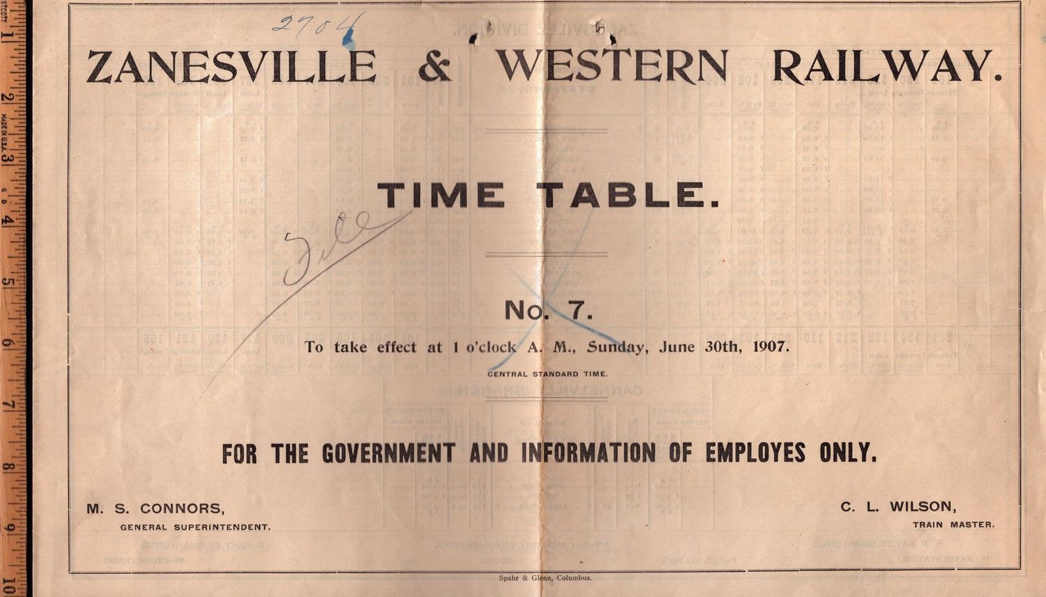 Zanesville & Western Railway 1907