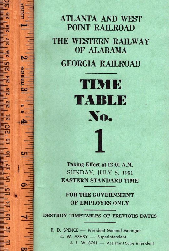 Atlanta and West Point Railroad / The Western Railway of Alabama / Georgia Railroad 1981