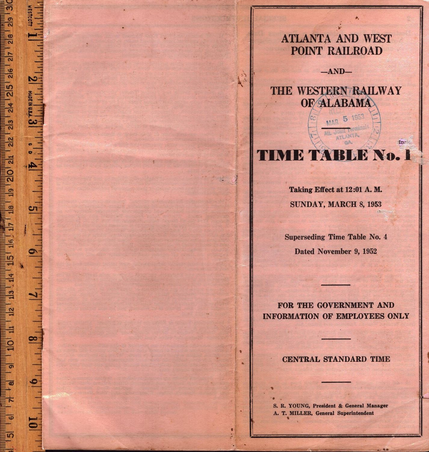 Atlanta and West Point Railroad and The Western Railway of Alabama 1953