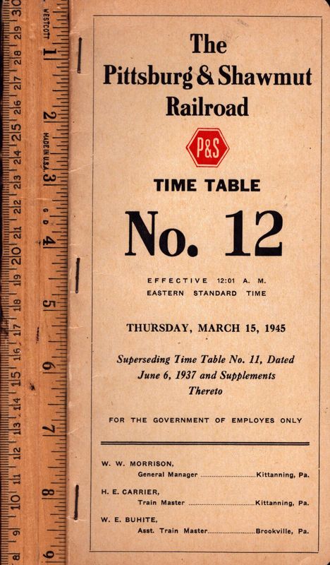 Pittsburg & Shawmut Railroad 1945