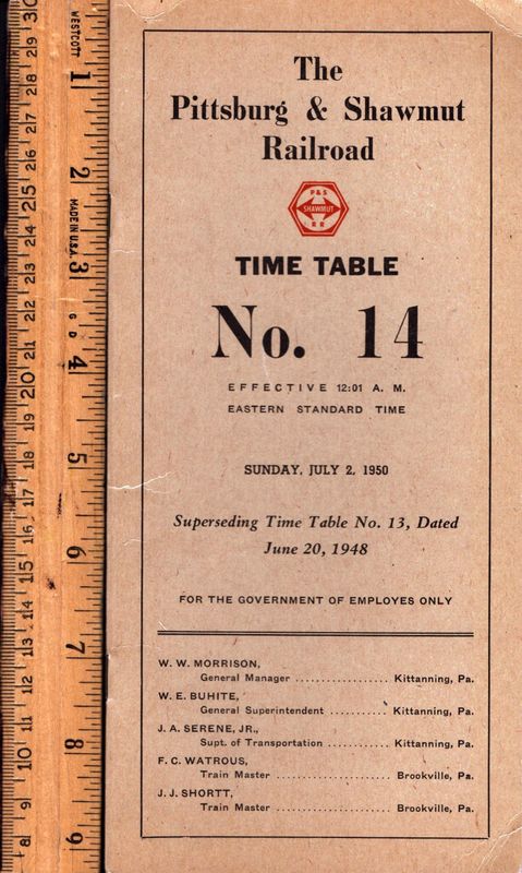 Pittsburg & Shawmut Railroad 1950