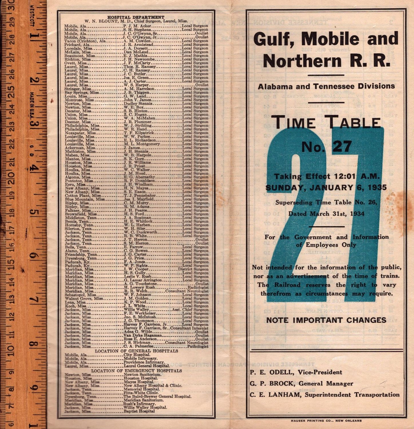 Gulf Mobile & Northern Alabama & Tennessee Divisions 1935
