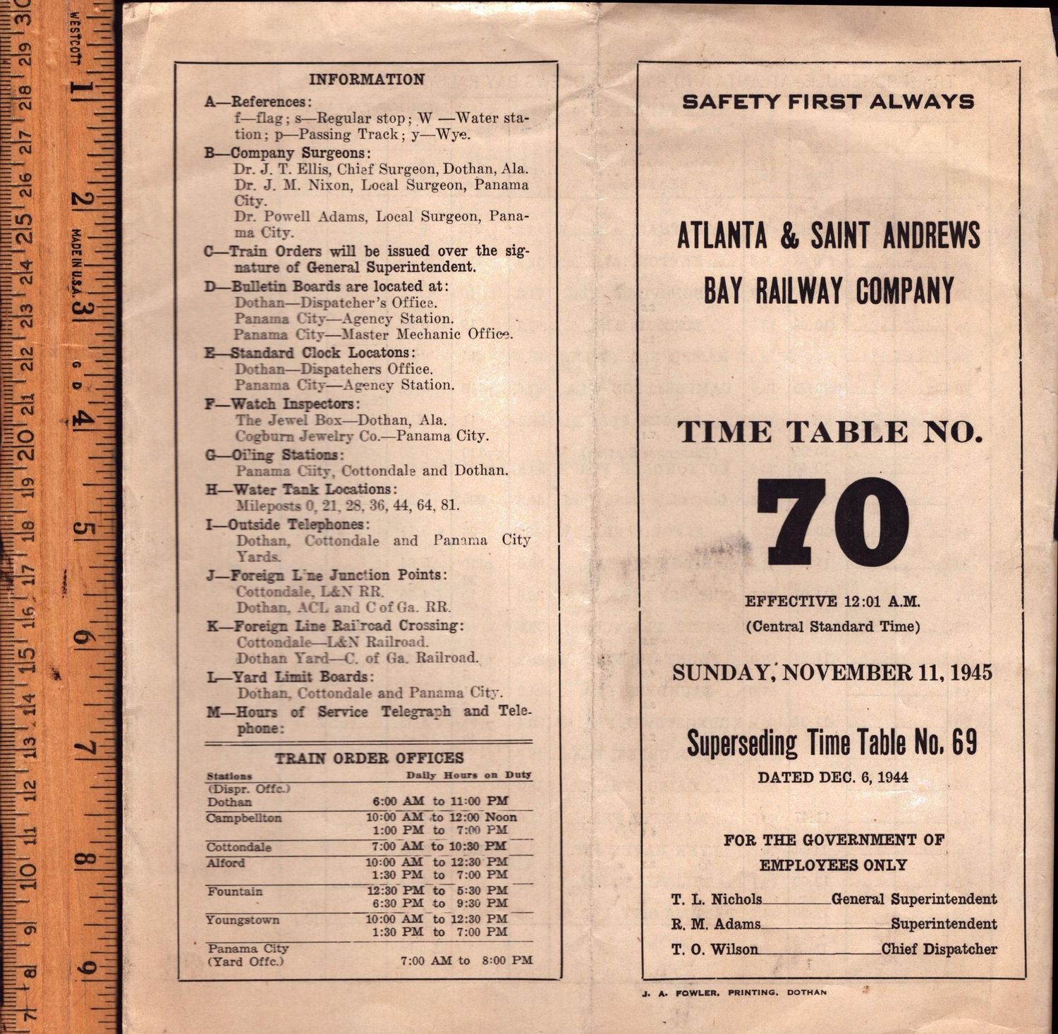 Atlanta & Saint Andrews Bay Railway 1945