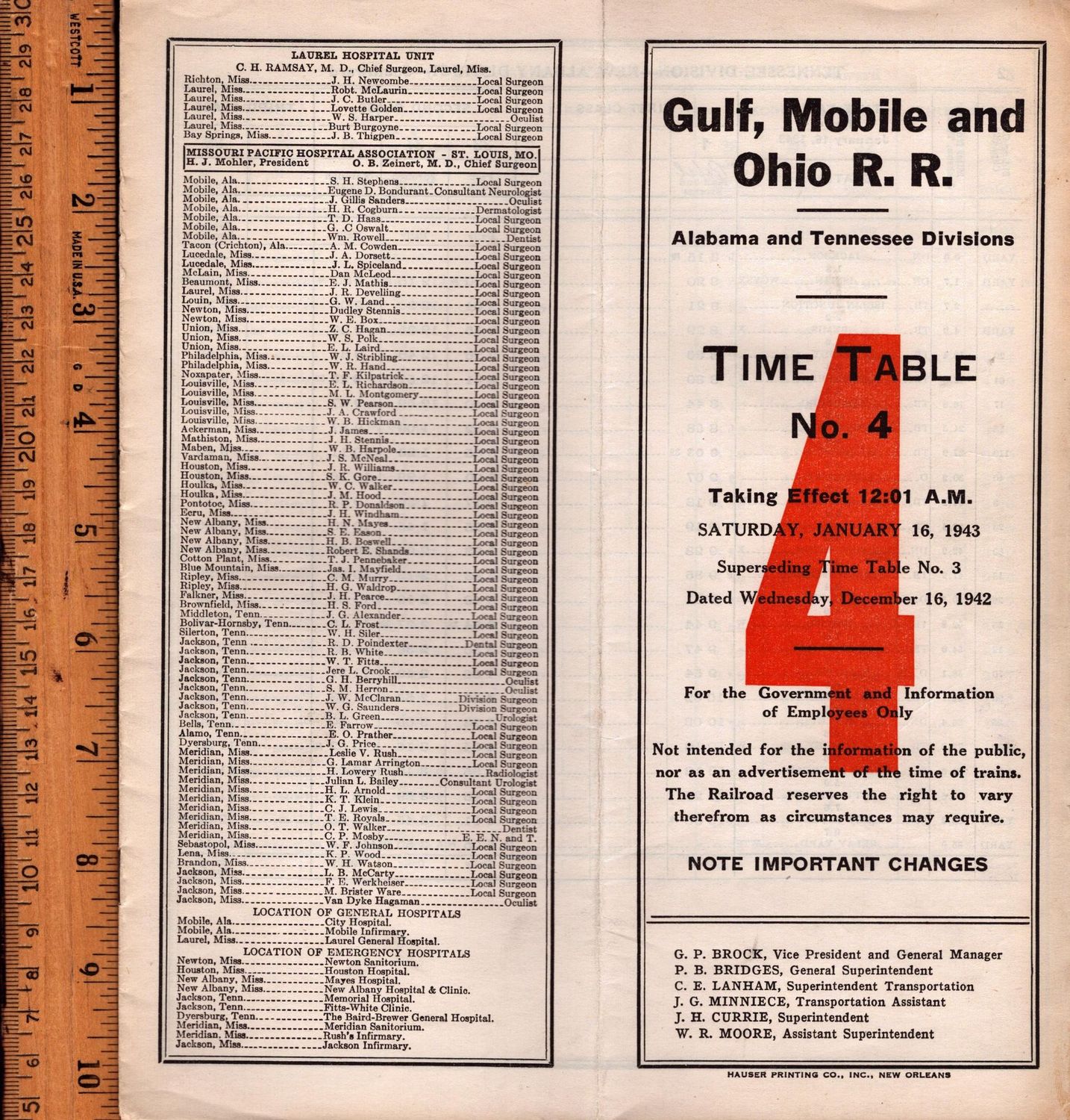 Gulf Mobile & Ohio Alabama and Tennessee Divisions 1943